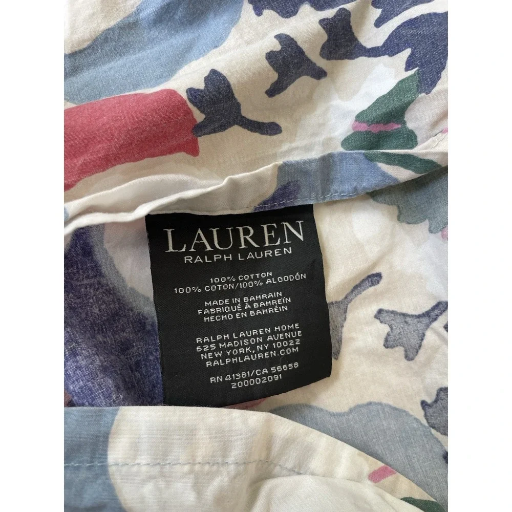 Ralph Lauren Sophie Watercolor Full/Queen Duvet Cover & Pillow Sham Blue Pink